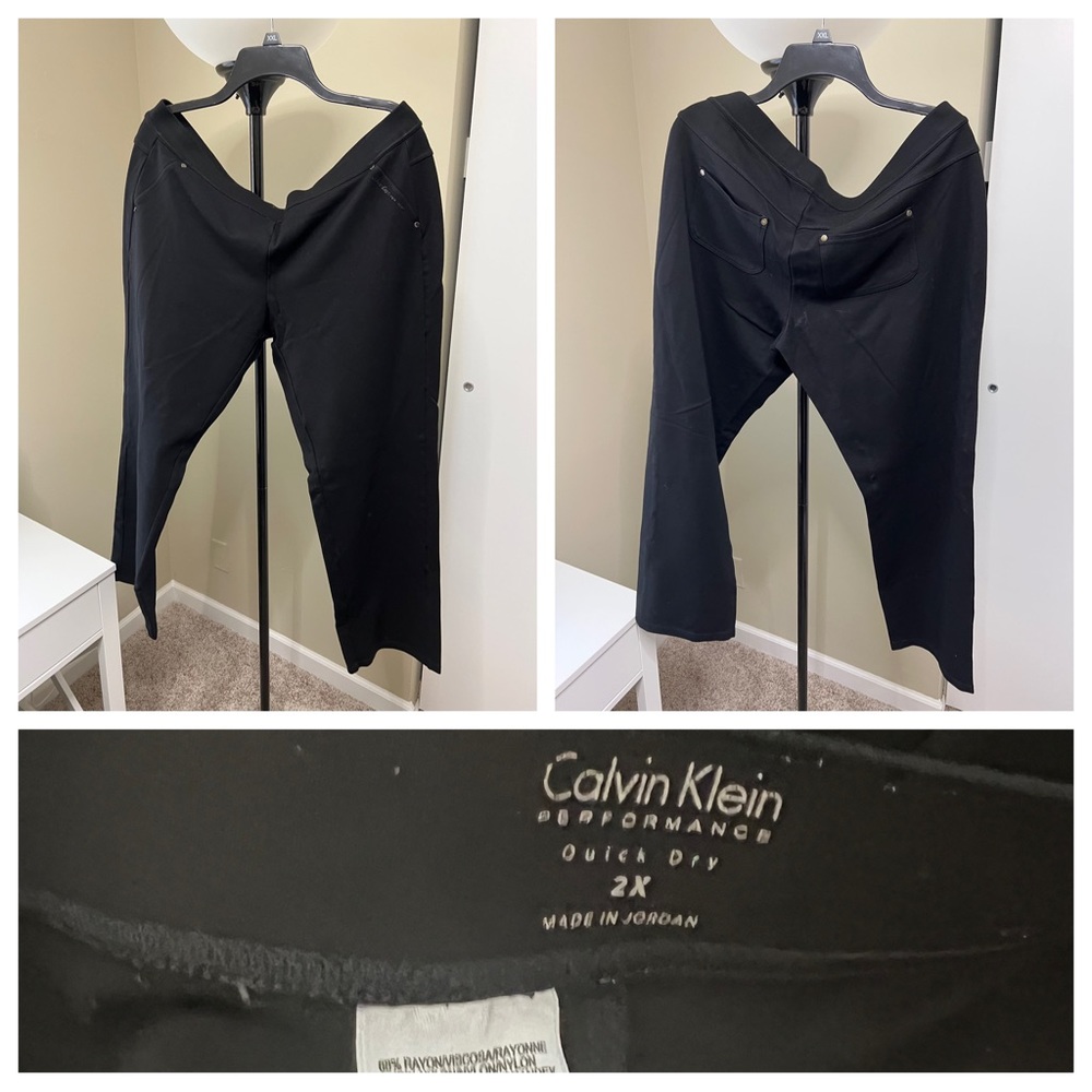 Stretching athletic black pants